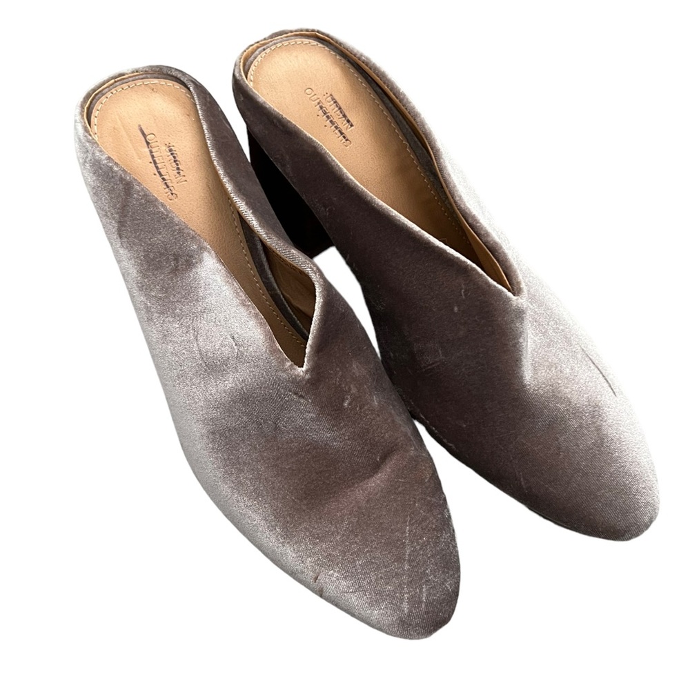 Urban Outfitters Gray Velvet Mules